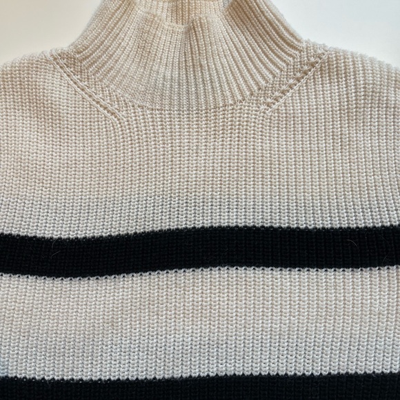 Banana Republic-Merino Wool Blend Sweater-Bell Sleeves-Mock Neck-Mariner Stripe - Picture 10 of 14